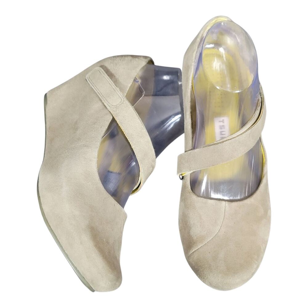 Tsubo Green Suede Wedge Heel Mary Jane  Shoes Closed Toe Women's‎ Size 8 US - Picture 7 of 13